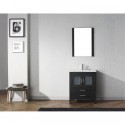 Dior 28" Single Bathroom Vanity in Zebra Grey with Slim White Ceramic Top and Square Sink with Brushed Nickel Faucet and Mirror