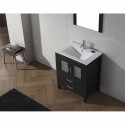Dior 28" Single Bathroom Vanity in Zebra Grey with Slim White Ceramic Top and Square Sink with Brushed Nickel Faucet and Mirror
