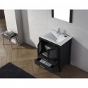 Dior 28" Single Bathroom Vanity in Zebra Grey with Slim White Ceramic Top and Square Sink with Brushed Nickel Faucet and Mirror