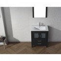 Dior 28" Single Bathroom Vanity in Zebra Grey with Slim White Ceramic Top and Square Sink with Brushed Nickel Faucet and Mirror