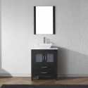 Dior 28" Single Bathroom Vanity in Zebra Grey with White Engineered Stone Top and Square Sink with Brushed Nickel Faucet and Mirror