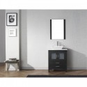 Dior 28" Single Bathroom Vanity in Zebra Grey with White Engineered Stone Top and Square Sink with Brushed Nickel Faucet and Mirror
