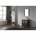Dior 28" Single Bathroom Vanity in Zebra Grey with White Engineered Stone Top and Square Sink with Brushed Nickel Faucet and Mirror