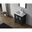 Dior 28" Single Bathroom Vanity in Zebra Grey with White Engineered Stone Top and Square Sink with Brushed Nickel Faucet and Mirror