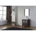 Dior 28" Single Bathroom Vanity in Espresso with Marble Top and Square Sink with Polished Chrome Faucet and Mirror