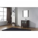 Dior 30" Single Bathroom Vanity in Espresso with Slim White Ceramic Top and Square Sink with Polished Chrome Faucet and Mirror