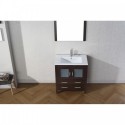 Dior 30" Single Bathroom Vanity in Espresso with Slim White Ceramic Top and Square Sink with Polished Chrome Faucet and Mirror