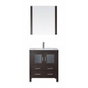 Dior 30" Single Bathroom Vanity in Espresso with Slim White Ceramic Top and Square Sink with Brushed Nickel Faucet and Mirror