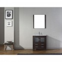 Dior 30" Single Bathroom Vanity in Espresso with Slim White Ceramic Top and Square Sink with Brushed Nickel Faucet and Mirror