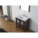 Dior 30" Single Bathroom Vanity in Espresso with Slim White Ceramic Top and Square Sink with Brushed Nickel Faucet and Mirror