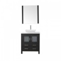Dior 30" Single Bathroom Vanity in Zebra Grey with White Engineered Stone Top and Square Sink with Polished Chrome Faucet and Mirror