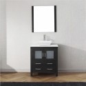 Dior 30" Single Bathroom Vanity in Zebra Grey with White Engineered Stone Top and Square Sink with Polished Chrome Faucet and Mirror