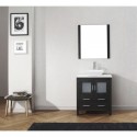 Dior 30" Single Bathroom Vanity in Zebra Grey with White Engineered Stone Top and Square Sink with Polished Chrome Faucet and Mirror