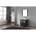 Dior 30" Single Bathroom Vanity in Zebra Grey with White Engineered Stone Top and Square Sink with Polished Chrome Faucet and Mirror