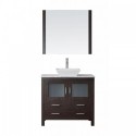 Dior 30" Single Bathroom Vanity in Espresso with Marble Top and Square Sink with Polished Chrome Faucet and Mirror