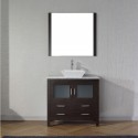 Dior 30" Single Bathroom Vanity in Espresso with Marble Top and Square Sink with Polished Chrome Faucet and Mirror