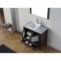 Dior 30" Single Bathroom Vanity in Espresso with Marble Top and Square Sink with Polished Chrome Faucet and Mirror