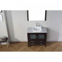 Dior 30" Single Bathroom Vanity in Espresso with Marble Top and Square Sink with Polished Chrome Faucet and Mirror