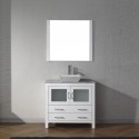 Dior 30" Single Bathroom Vanity in White with Marble Top and Square Sink with Brushed Nickel Faucet and Mirror