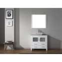 Dior 30" Single Bathroom Vanity in White with Marble Top and Square Sink with Brushed Nickel Faucet and Mirror