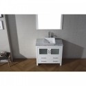 Dior 30" Single Bathroom Vanity in White with Marble Top and Square Sink with Brushed Nickel Faucet and Mirror