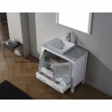 Dior 30" Single Bathroom Vanity in White with Marble Top and Square Sink with Brushed Nickel Faucet and Mirror