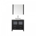 Dior 30" Single Bathroom Vanity in Zebra Grey with Marble Top and Square Sink with Polished Chrome Faucet and Mirror