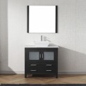 Dior 30" Single Bathroom Vanity in Zebra Grey with Marble Top and Square Sink with Polished Chrome Faucet and Mirror