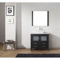 Dior 30" Single Bathroom Vanity in Zebra Grey with Marble Top and Square Sink with Polished Chrome Faucet and Mirror