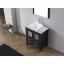 Dior 30" Single Bathroom Vanity in Zebra Grey with Marble Top and Square Sink with Polished Chrome Faucet and Mirror