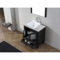 Dior 30" Single Bathroom Vanity in Zebra Grey with Marble Top and Square Sink with Polished Chrome Faucet and Mirror