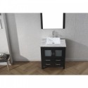 Dior 30" Single Bathroom Vanity in Zebra Grey with Marble Top and Square Sink with Polished Chrome Faucet and Mirror