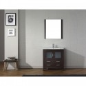 Dior 32" Single Bathroom Vanity in Espresso with Slim White Ceramic Top and Square Sink with Polished Chrome Faucet and Mirror