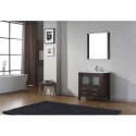 Dior 32" Single Bathroom Vanity in Espresso with Slim White Ceramic Top and Square Sink with Polished Chrome Faucet and Mirror