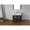 Dior 32" Single Bathroom Vanity in Espresso with Slim White Ceramic Top and Square Sink with Polished Chrome Faucet and Mirror