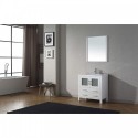 Dior 32" Single Bathroom Vanity in White with Slim White Ceramic Top and Square Sink with Brushed Nickel Faucet and Mirror