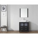 Dior 32" Single Bathroom Vanity in Zebra Grey with White Engineered Stone Top and Square Sink with Polished Chrome Faucet and Mirror