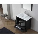 Dior 32" Single Bathroom Vanity in Zebra Grey with White Engineered Stone Top and Square Sink with Polished Chrome Faucet and Mirror