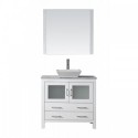 Dior 32" Single Bathroom Vanity in White with Marble Top and Square Sink with Brushed Nickel Faucet and Mirror
