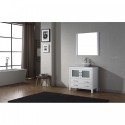 Dior 32" Single Bathroom Vanity in White with Marble Top and Square Sink with Brushed Nickel Faucet and Mirror