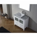 Dior 32" Single Bathroom Vanity in White with Marble Top and Square Sink with Brushed Nickel Faucet and Mirror
