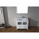 Dior 36" Single Bathroom Vanity in White with Slim White Ceramic Top and Square Sink with Polished Chrome Faucet and Mirror