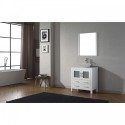 Dior 36" Single Bathroom Vanity in White with White Engineered Stone Top and Square Sink with Brushed Nickel Faucet and Mirror