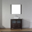 Dior 36" Single Bathroom Vanity in Espresso with Marble Top and Square Sink with Brushed Nickel Faucet and Mirror