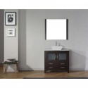 Dior 36" Single Bathroom Vanity in Espresso with Marble Top and Square Sink with Brushed Nickel Faucet and Mirror