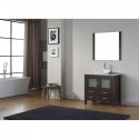 Dior 36" Single Bathroom Vanity in Espresso with Marble Top and Square Sink with Brushed Nickel Faucet and Mirror