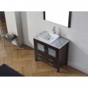 Dior 36" Single Bathroom Vanity in Espresso with Marble Top and Square Sink with Brushed Nickel Faucet and Mirror