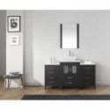 Dior 60" Single Bathroom Vanity in Zebra Grey with White Engineered Stone Top and Square Sink with Polished Chrome Faucet and Mirror