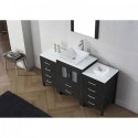 Dior 60" Single Bathroom Vanity in Zebra Grey with White Engineered Stone Top and Square Sink with Polished Chrome Faucet and Mirror