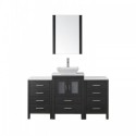 Dior 60" Single Bathroom Vanity in Zebra Grey with White Engineered Stone Top and Square Sink with Brushed Nickel Faucet and Mirror
